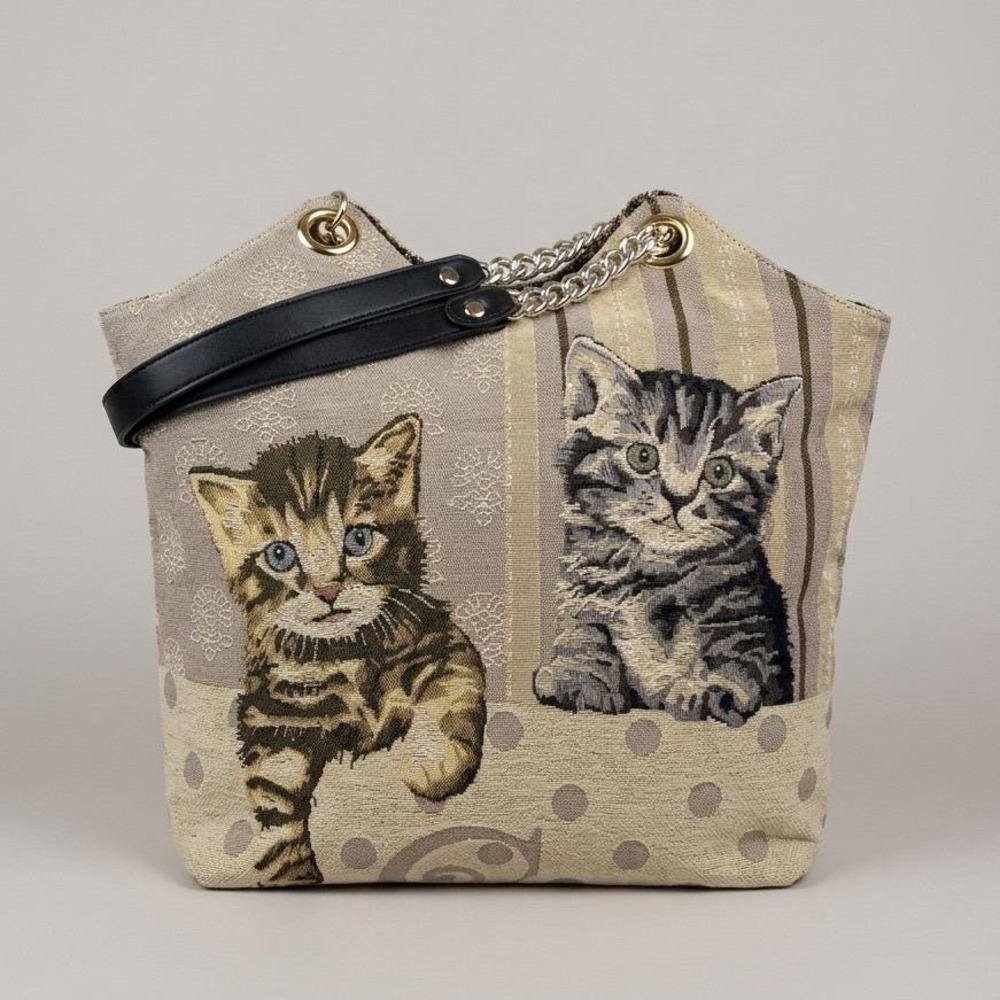 Flawed Gem! To Go Go Woven Tapestry Kitten Tote Bag Cats Shoulder Bag Whimsy